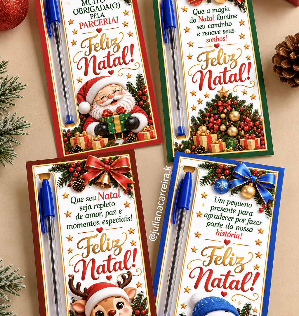 Cartões de Natal porta-caneta