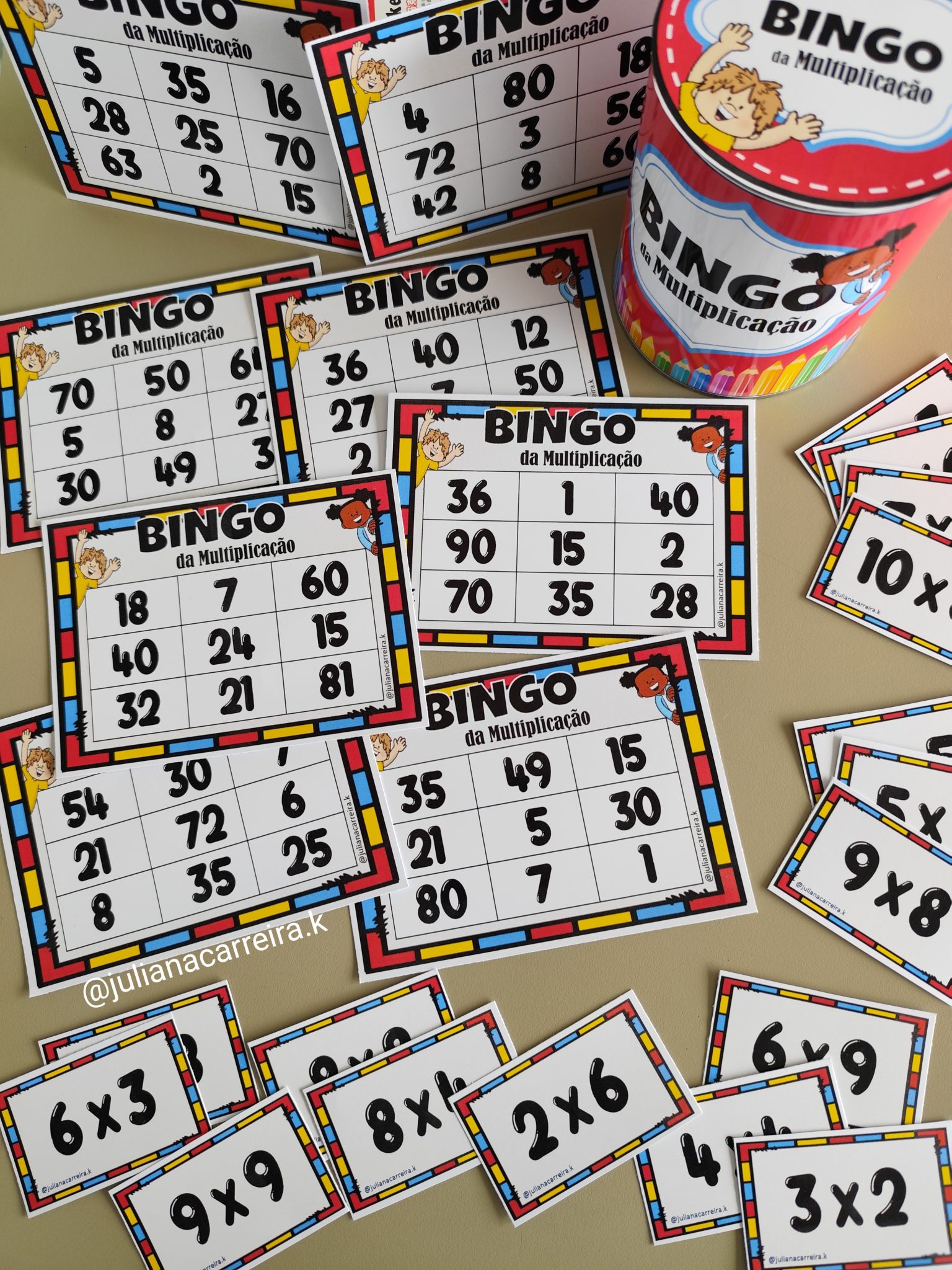 Bingo Multiplicação – Pedagogia aqui em casa – Juliana Carreira
