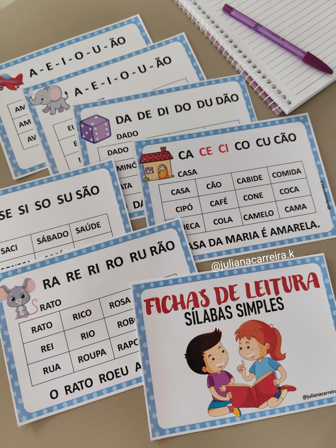 Fichas de Leitura - Sílabas Simples