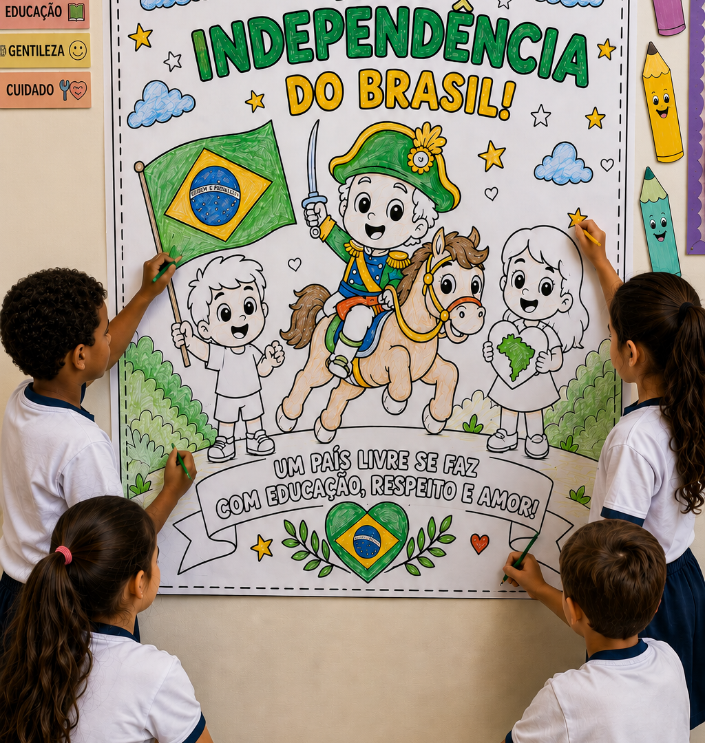 Painel para colorir dia da Independência do Brasil