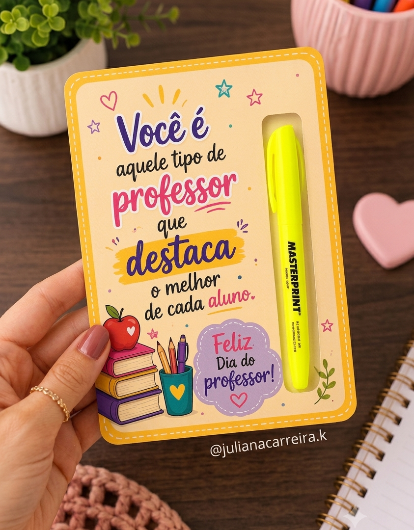 Cartão Dia dos Professores - Marca-Texto 