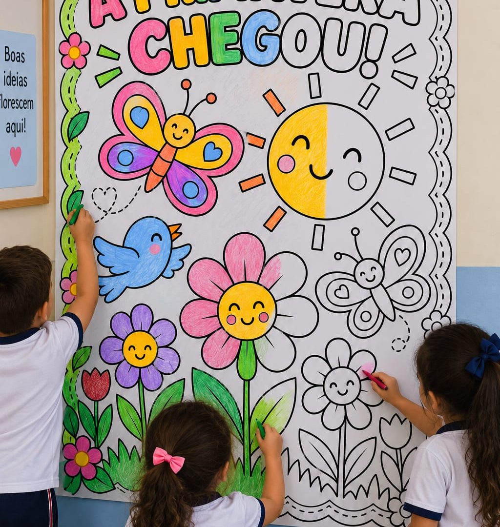 Painel para colorir Primavera