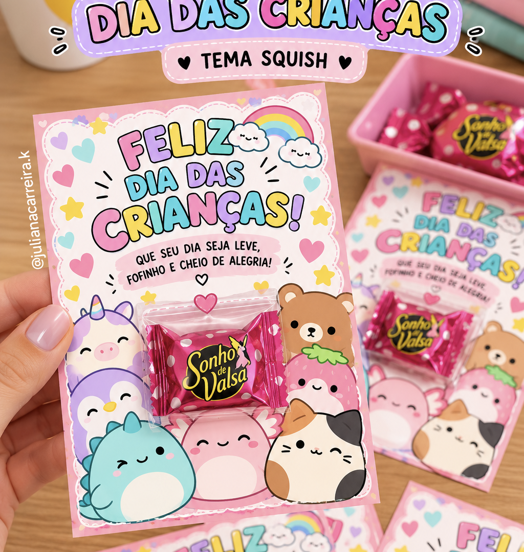 Cartão dia das crianças – tema Squish