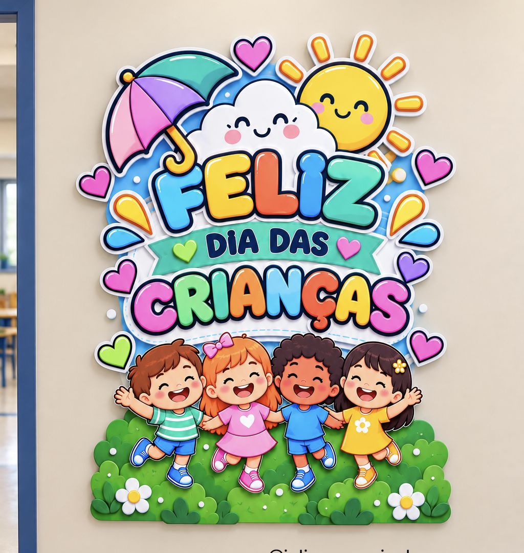Painel feliz dia das crianças - Nuvem